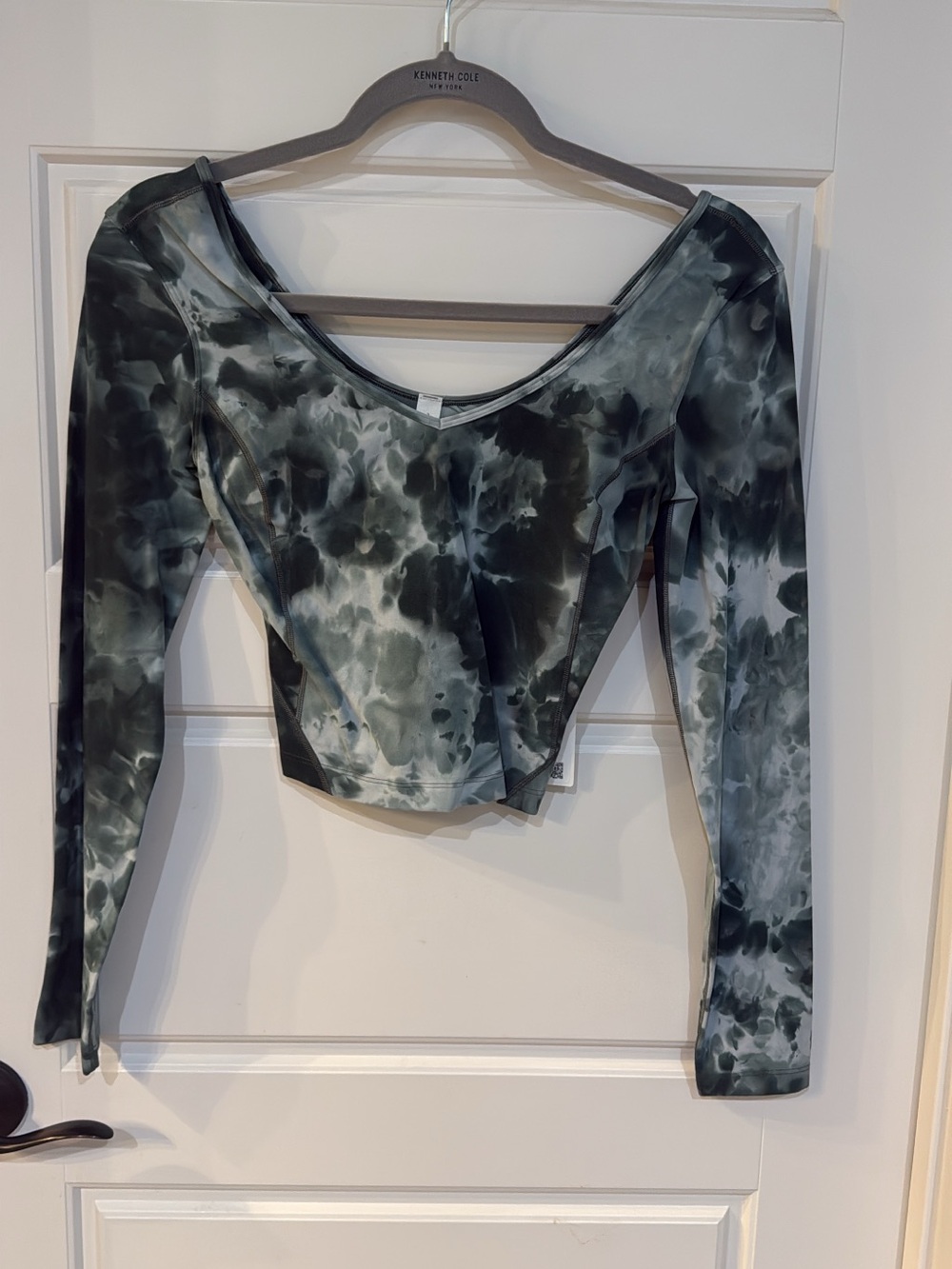 Lululemon Align Dark Green & Gray Tie-Dye V-Neck Long Sleeve Crop Top